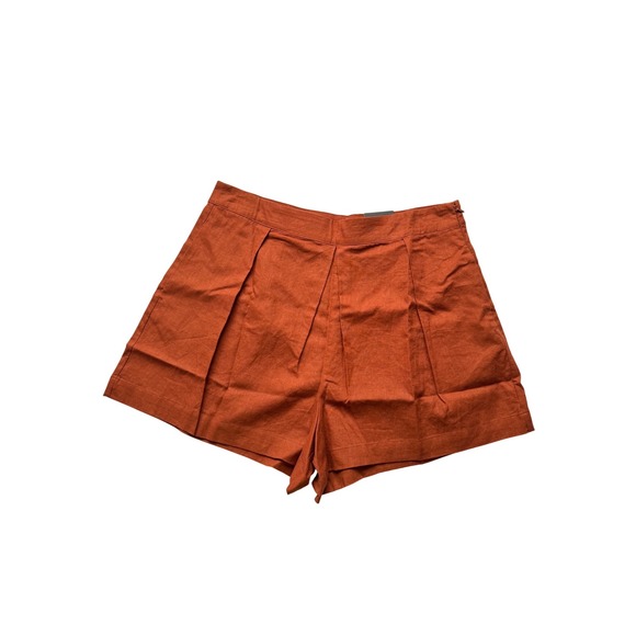 Worthington Pants - NWT Linen Blend Shorts Size 14 Rust Pleated High Rise Summer Coastal Academia